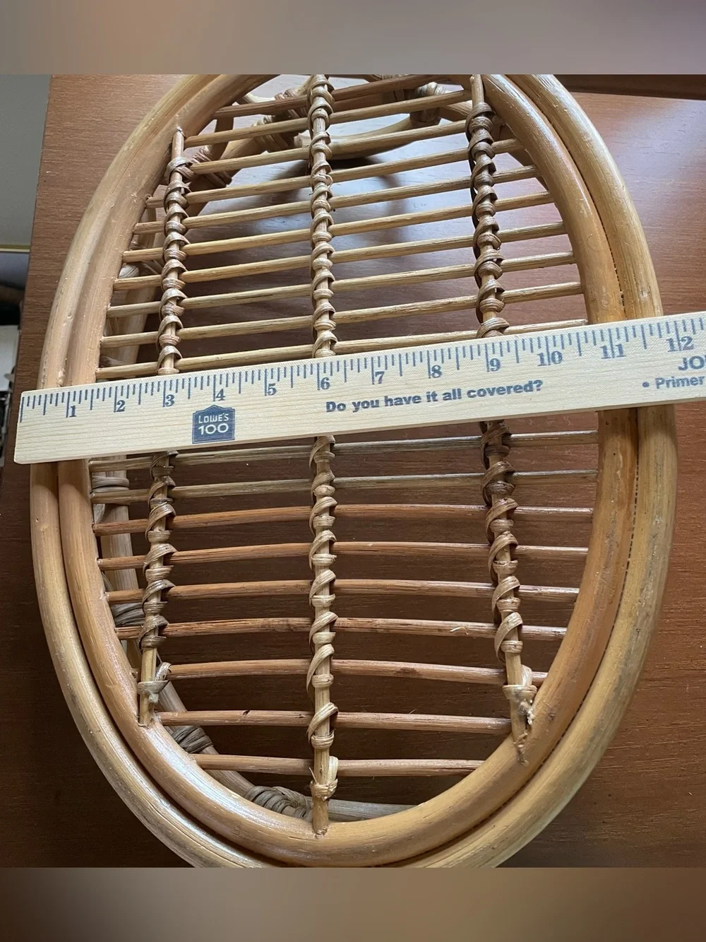 Handwoven Rattan Bamboo Boho Oval Serving Tray w/ handles 16.5” x 12